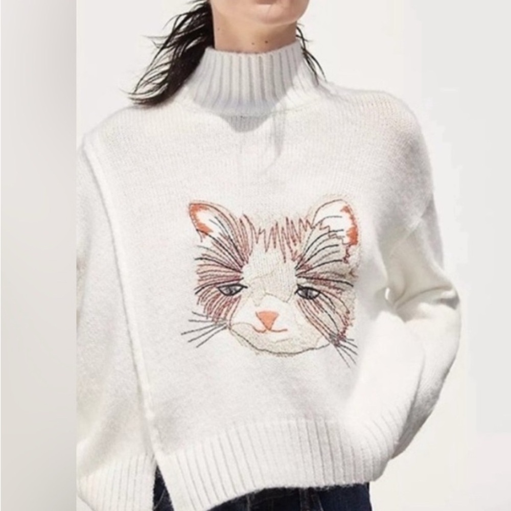 Anthropologie (Moth) embroidered cat sweater 😻
